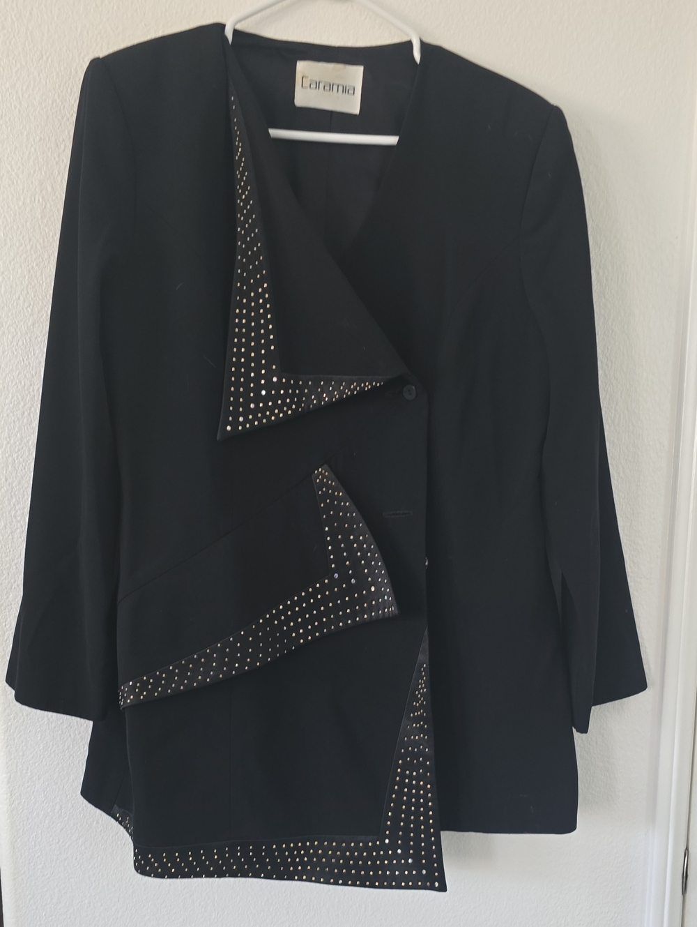 Caramel Black Stud-Trim Tailored Blazer